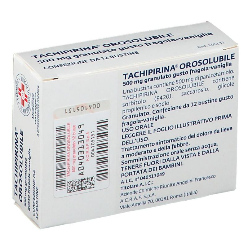 TACHIPIRINA OROSOLUBILE 500 mg granulato gusto fragola-vaniglia - immagine 3