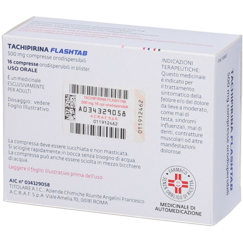 TACHIPIRINA FLASHTAB  500 mg Compresse orodispersibili - immagine 3