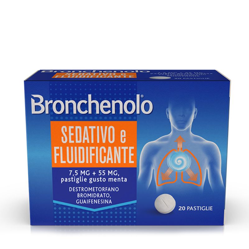 BRONCHENOLO - SEDATIVO E FLUIDIFICANTE 7,5 mg + 55 mg Pastiglie Gusto Menta