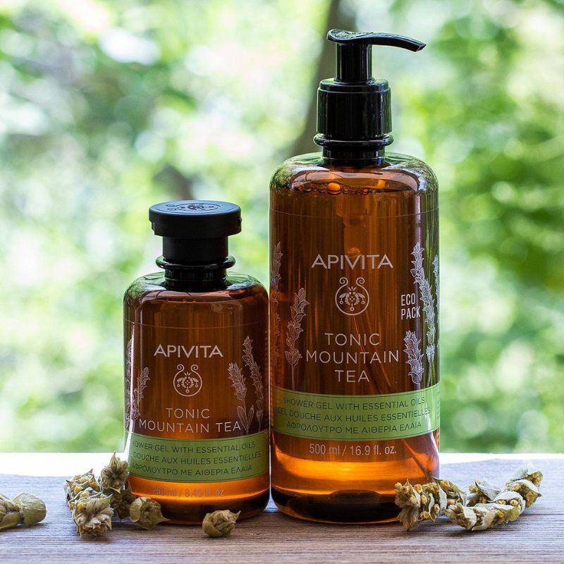 APIVITA - Gel Doccia con Oli essenziali Tea di Montagna Ecopack 500ml - immagine 2